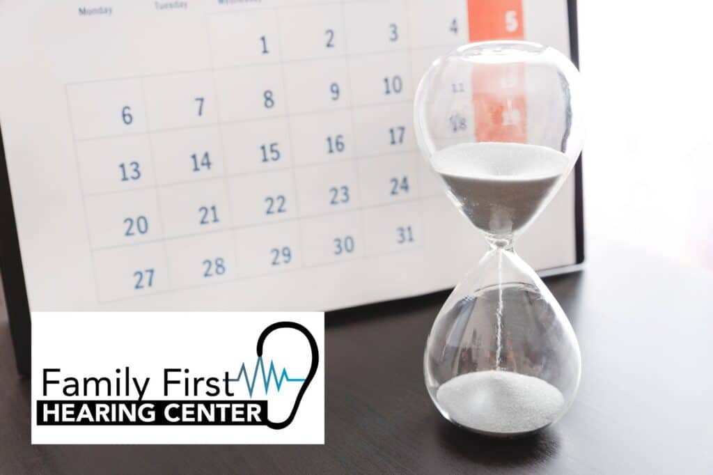 a calendar and an hourglass
